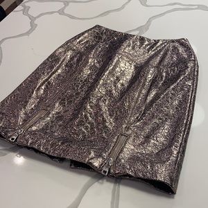 Naeem Khan Metallic Leather Skirt